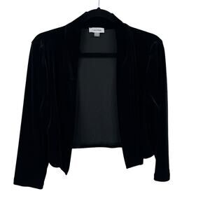 Calvin Klein Black Velour Open Front Cropped Cardigan Sling Womens Medium